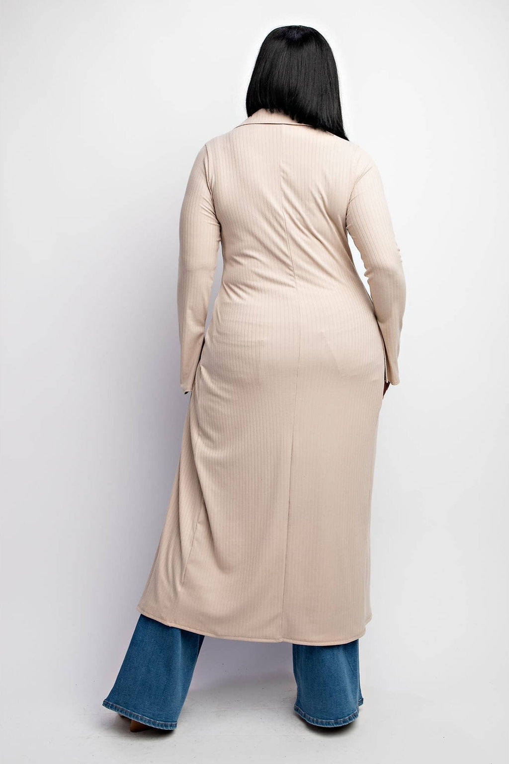 Deliah Plus Size Rib Knit Cardigan With Button Up Front