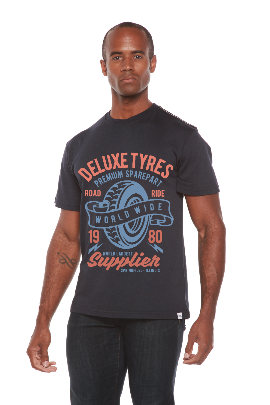 Spun Bamboo Deluxe Tyres Men's Bamboo Viscose/Organic Cotton Short Sleeve Graphic T-Shirt — lifestyle context