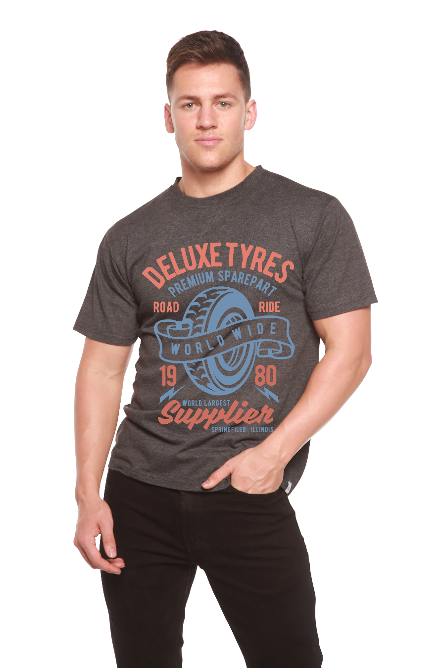 Spun Bamboo Deluxe Tyres Men's Bamboo Viscose/Organic Cotton Short Sleeve Graphic T-Shirt — main product shot