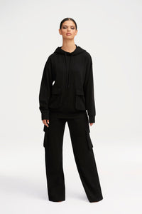 Demi Wide Leg Cargo Pocket Pants - Black Clothing Veiled 