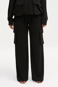 Demi Wide Leg Cargo Pocket Pants - Black Clothing Veiled 