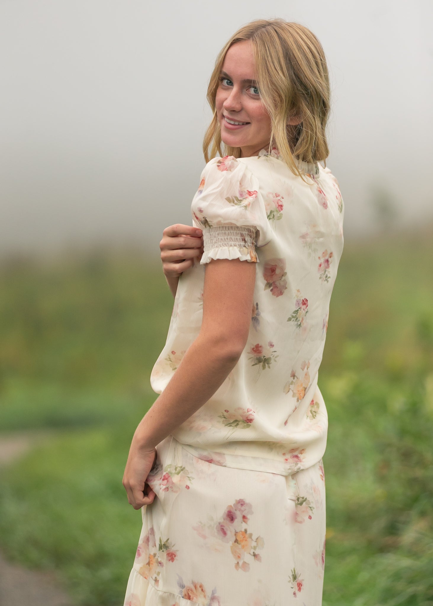 Inherit Co. Dempsey Puff Short Sleeve Top — in-use photo