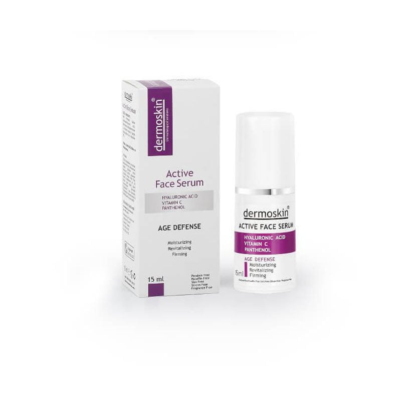 Dermoskin Anti-Aging Active Serum 15ml - Hydrating, Anti-Wrinkle, Brightening Serum with Hyaluronic Acid, Vitamin C, and Peptides
