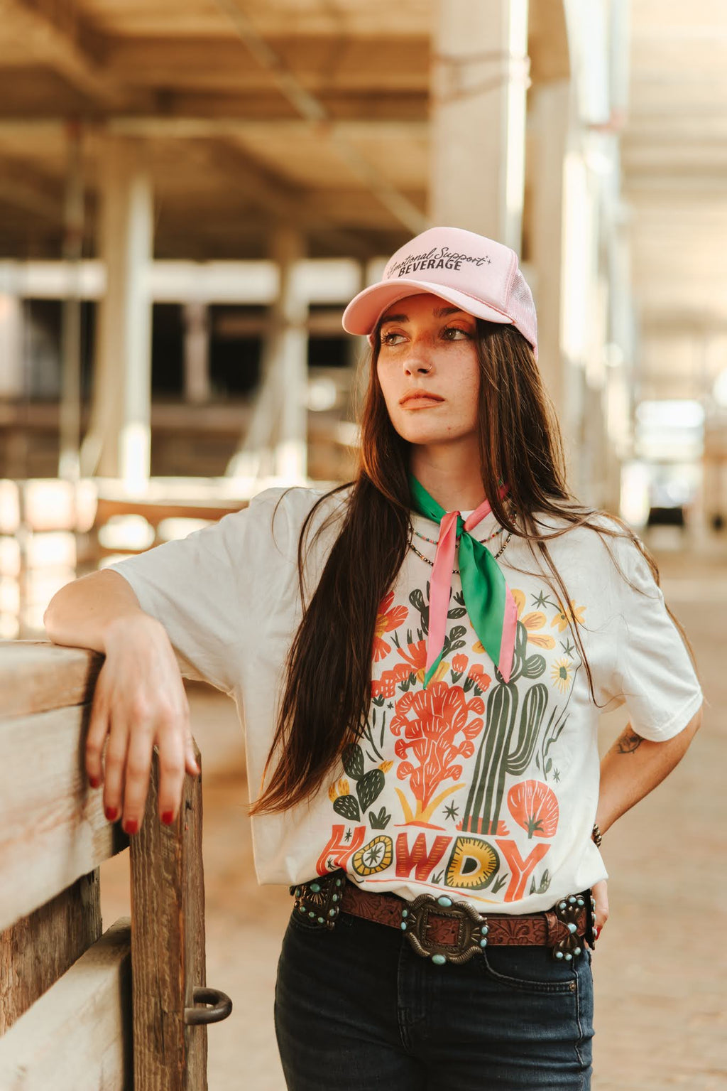 Wild Junkie Desert Bloom Howdy Graphic Tee — lifestyle worn / used context