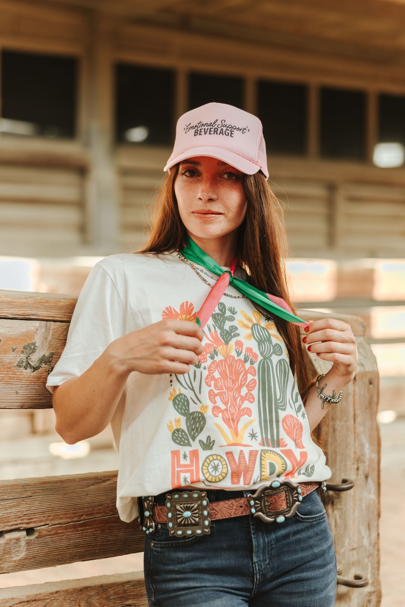 Wild Junkie Desert Bloom Howdy Graphic Tee — construction detail