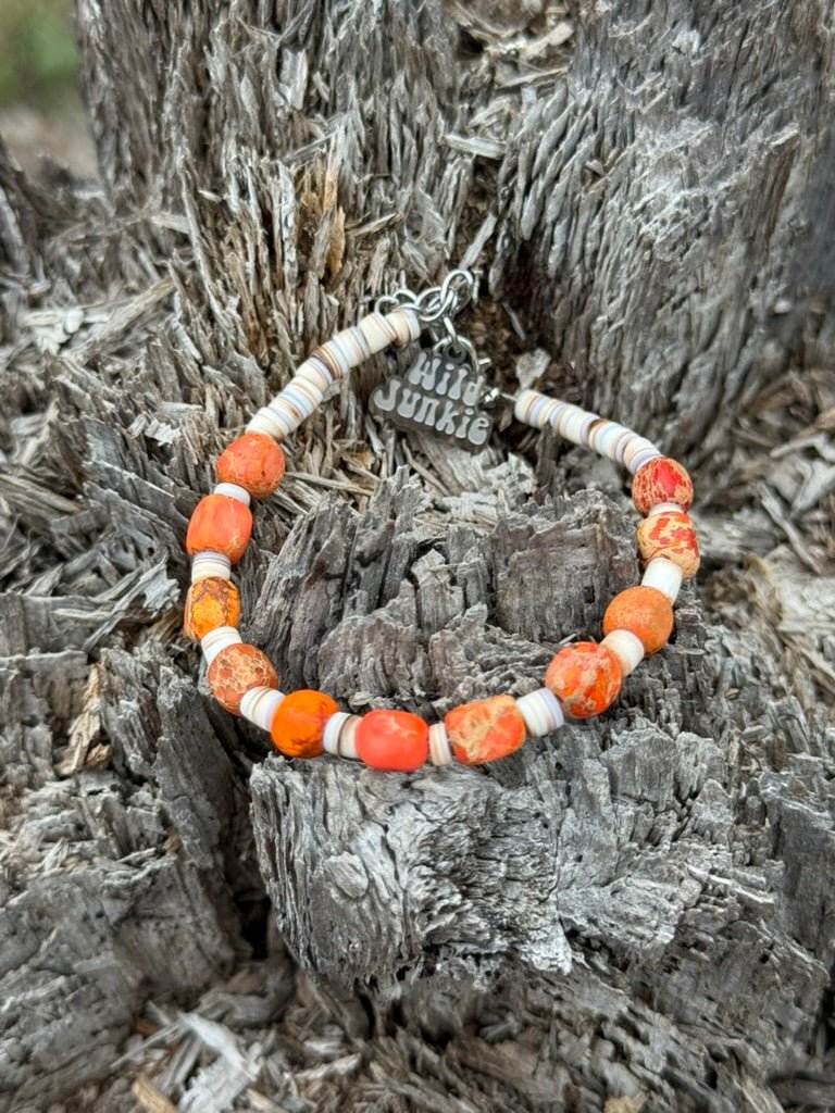 Wild Junkie Desert Ember Beaded Shell Bracelet — main product shot
