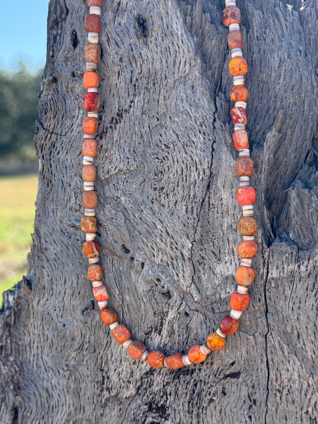Wild Junkie Desert Ember Beaded Shell Necklace — side view