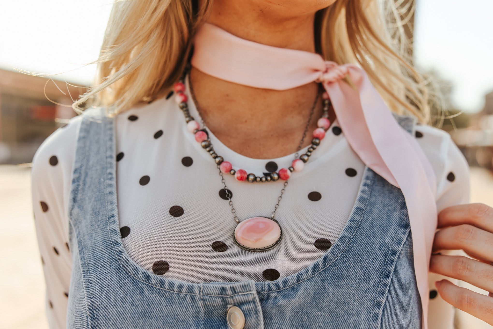 Wild Junkie Desert Rose Beaded Necklace — detail close-up