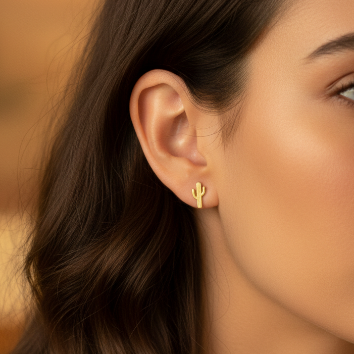 Desert Cactus Metal Stud Earrings – Plant Dosage LLC, view 2
