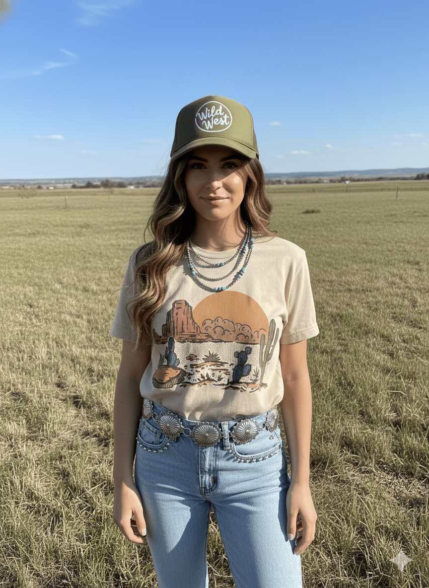 Wild Junkie Desertscape Graphic Tee — construction detail