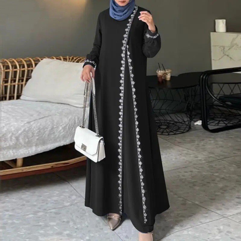 Mariam's Collection Designer Casual Abaya With Lace Detailing (MA146) — Mariam's Collection branding close-up