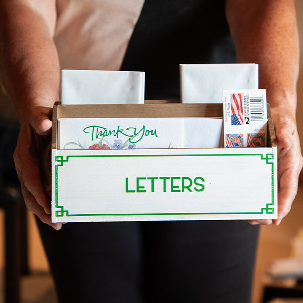 Decor Steals Green & White Desktop Organizer, Choose Your Style — back view