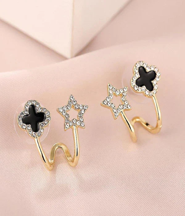 SORI STYLE Four-Leaf Clover Earrings - Sori Style — back view