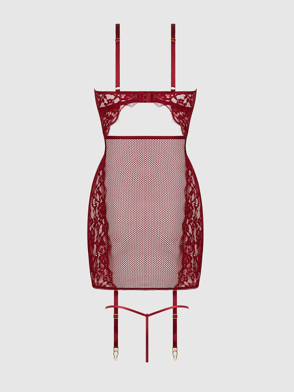 DEZI CURVY LACE & CHAIN CHEMISE LINGERIE SET IN PLUS SiZE