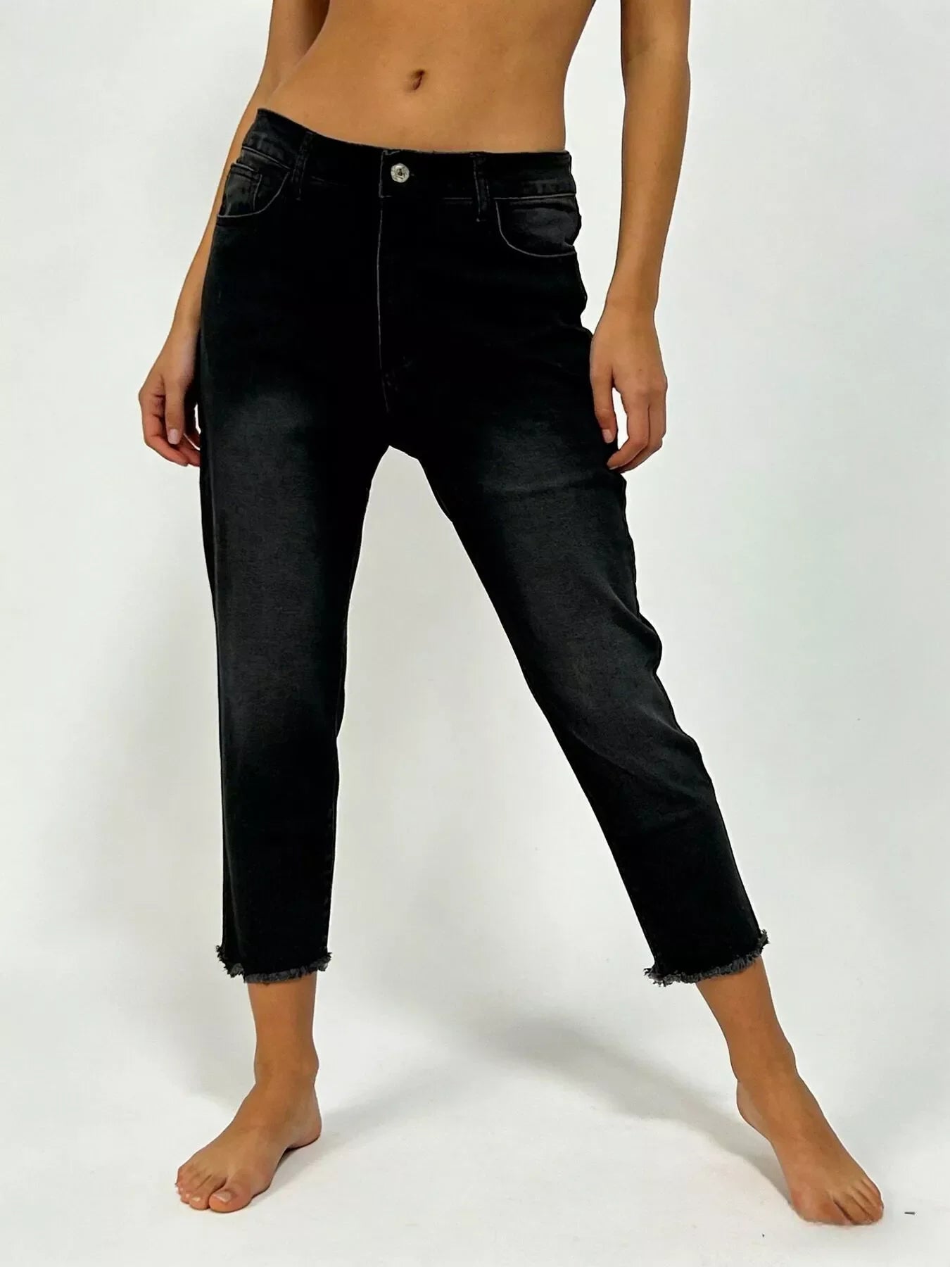 Raw Hem Capris Jeans