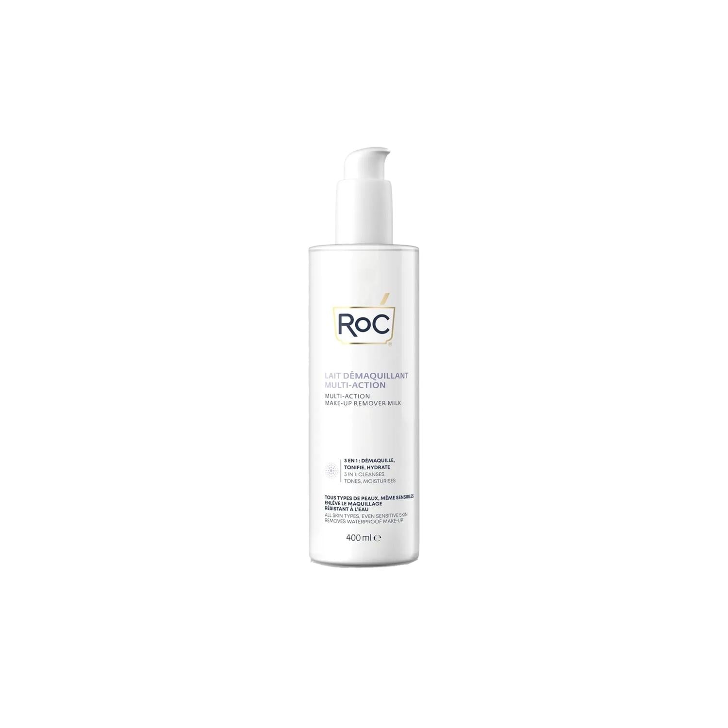 RoC 3-in-1 Makeup Cleansing Milk - 400ml, Multi-functional Skincare Cleanser for Effective Makeup Removal