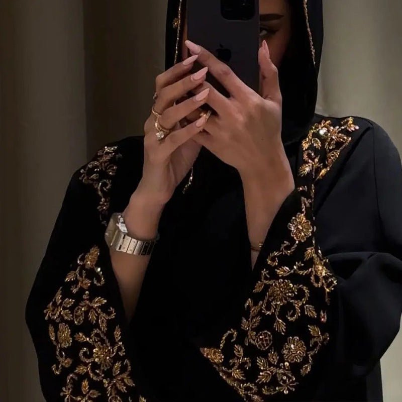 Mariam's Collection Luxury Black Embroidered Diamond Abaya Set (MOA184) — detail shot 10