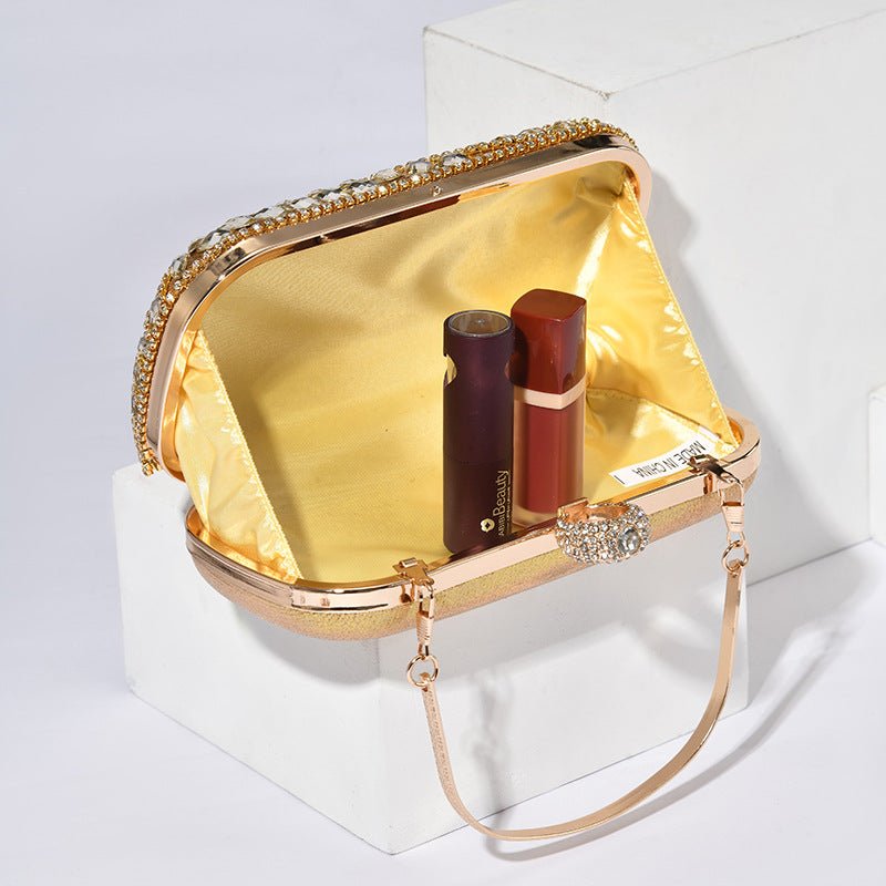 Mariam's Collection Diamond-Studded Party Clutch Versatile Layered Crystal Evening Bag (MAC283) — construction detail