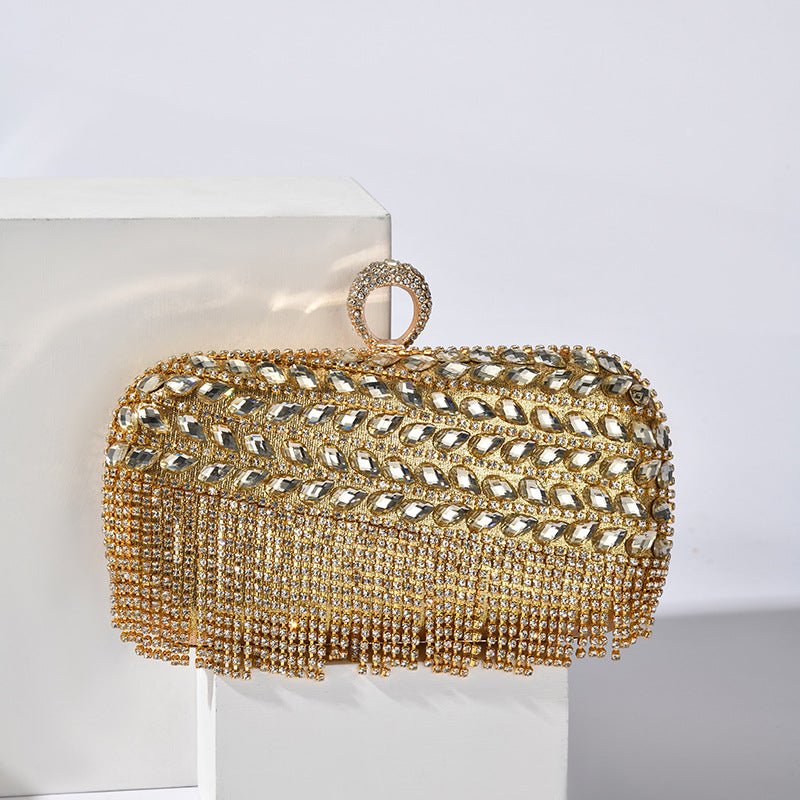 Mariam's Collection Diamond-Studded Party Clutch Versatile Layered Crystal Evening Bag (MAC283) — lifestyle worn / used context