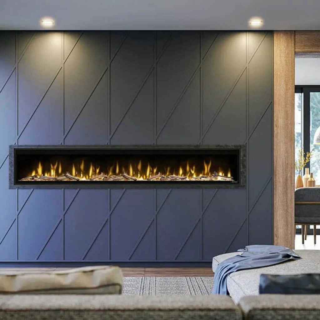 Dimplex Ignite Evolve Built-In Frosted Tumbled Glass Linear Electric Fireplace With Heat Boost System & Trim Kit (SAK59214) –
