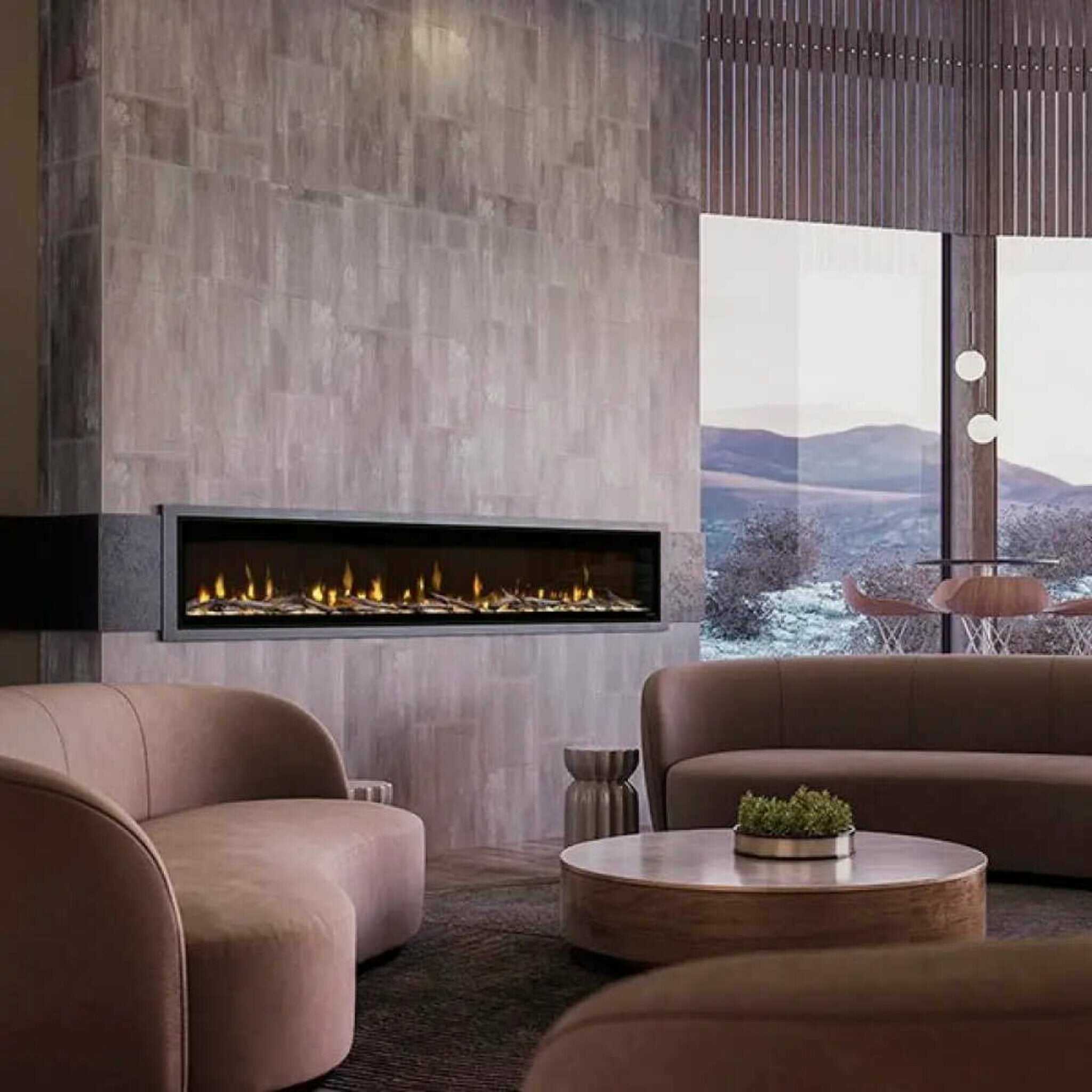 Dimplex Ignite Evolve Built-In Frosted Tumbled Glass Linear Electric Fireplace With Heat Boost System & Trim Kit (SAK59214) –