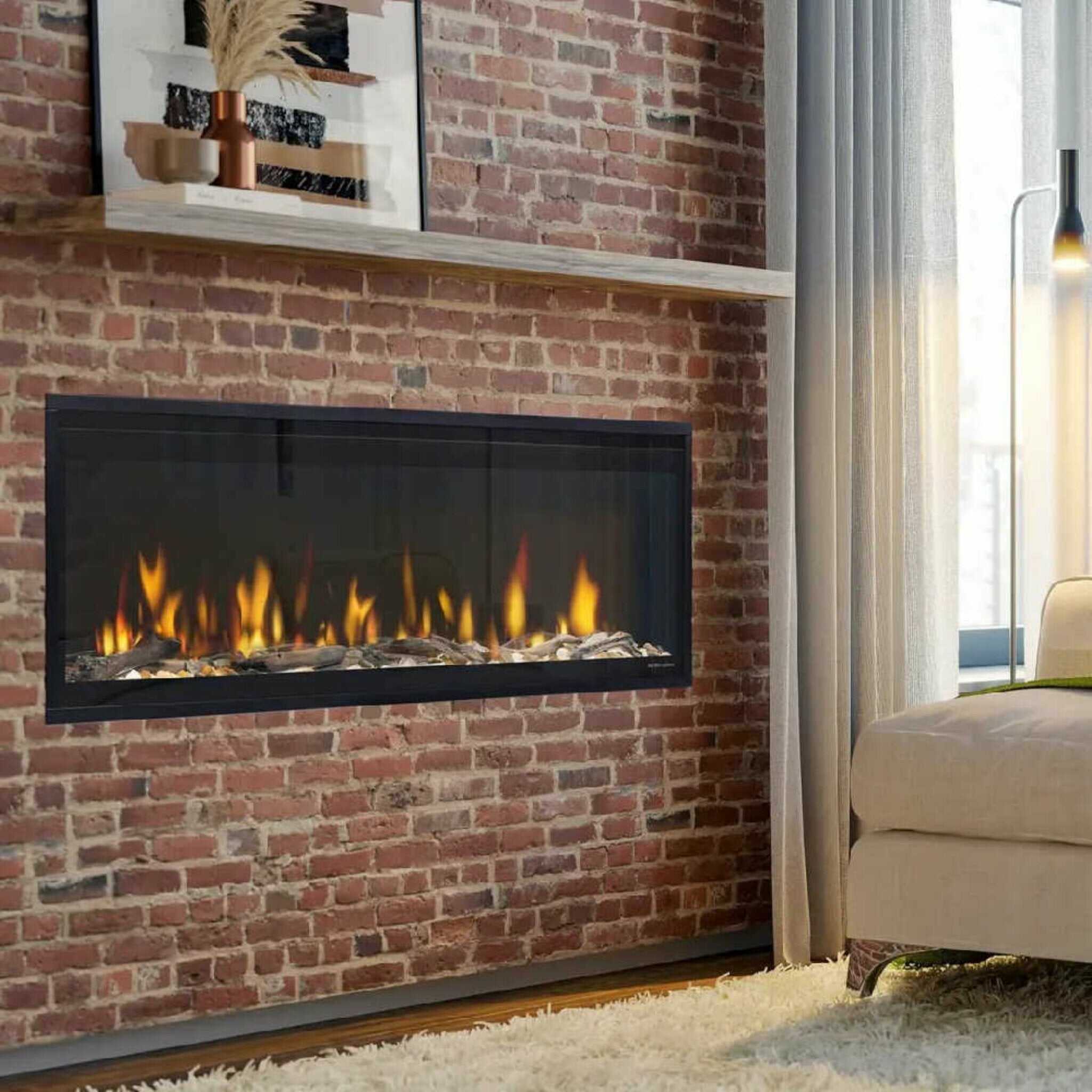 Dimplex Ignite Evolve Built-In Frosted Tumbled Glass Linear Electric Fireplace With Heat Boost System & Trim Kit (SAK59214) –