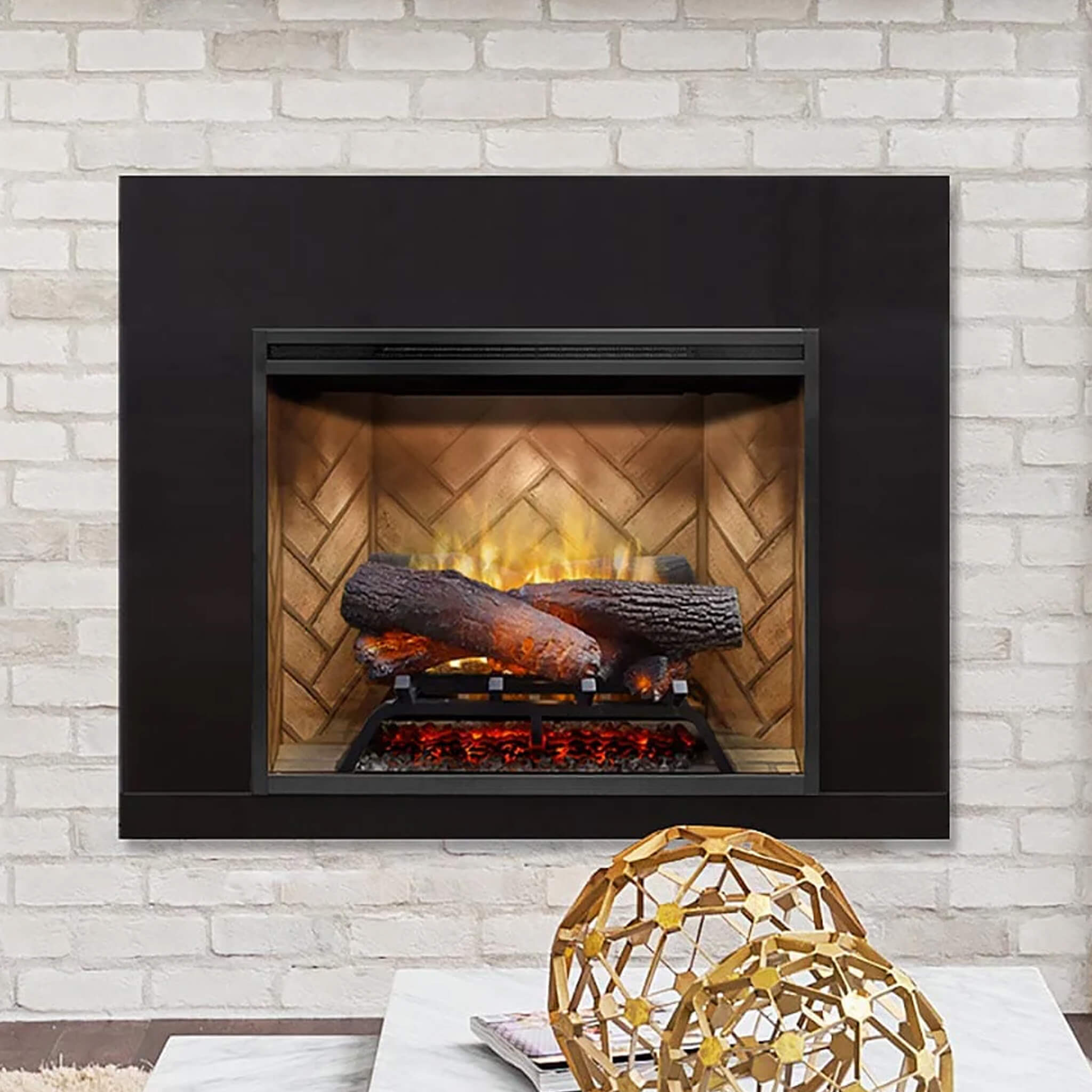 Dimplex Revillusion Herringbone Brick Built-In Electric Firebox With Front Glass [RBF30/36/42] (SAK12893) – SAKSBY WHOLESALE,