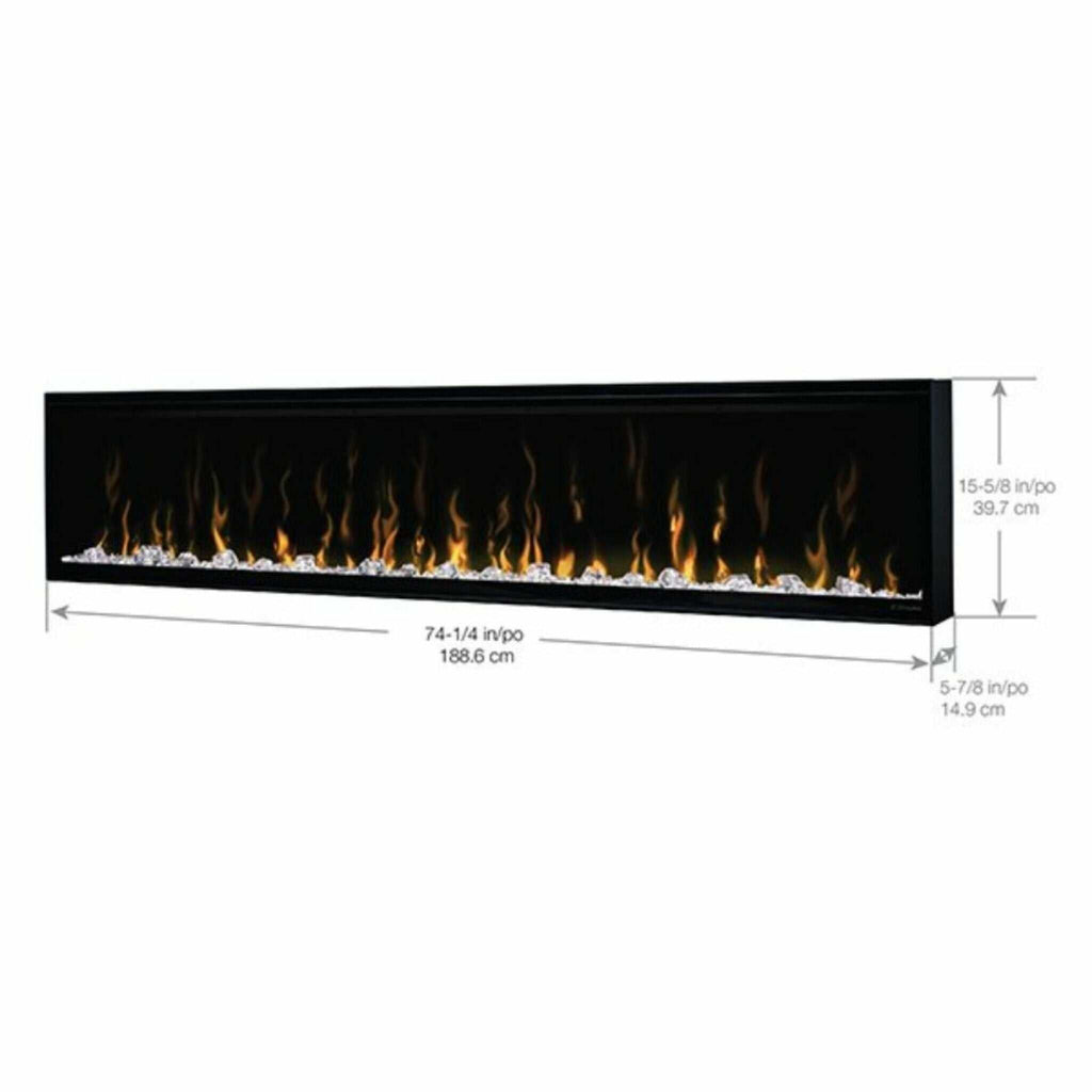 Dimplex IgniteXL 74-Inch Premium Built-In Linear Electric Fireplace With Integrated Heater Fan [XLF74] (SAK14736) – SAKSBY WH