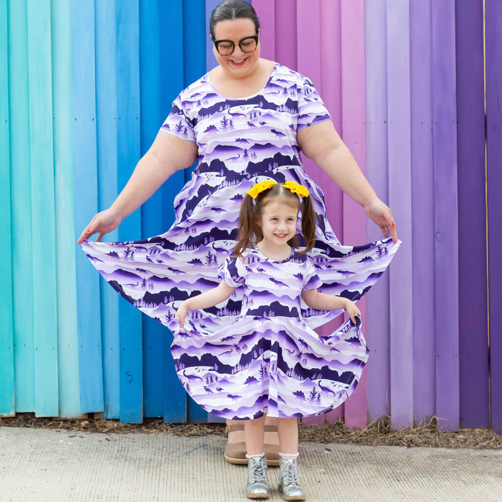 Princess Awesome & Boy Wonder "Dinoscape" Dinosaur Wilderness Super Twirler Dress with Pockets — main product shot