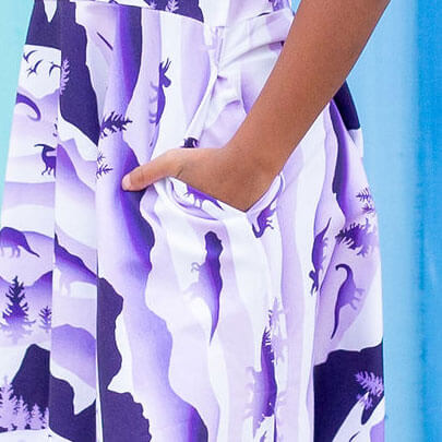 Princess Awesome & Boy Wonder "Dinoscape" Dinosaur Wilderness Super Twirler Dress with Pockets — detail shot 7