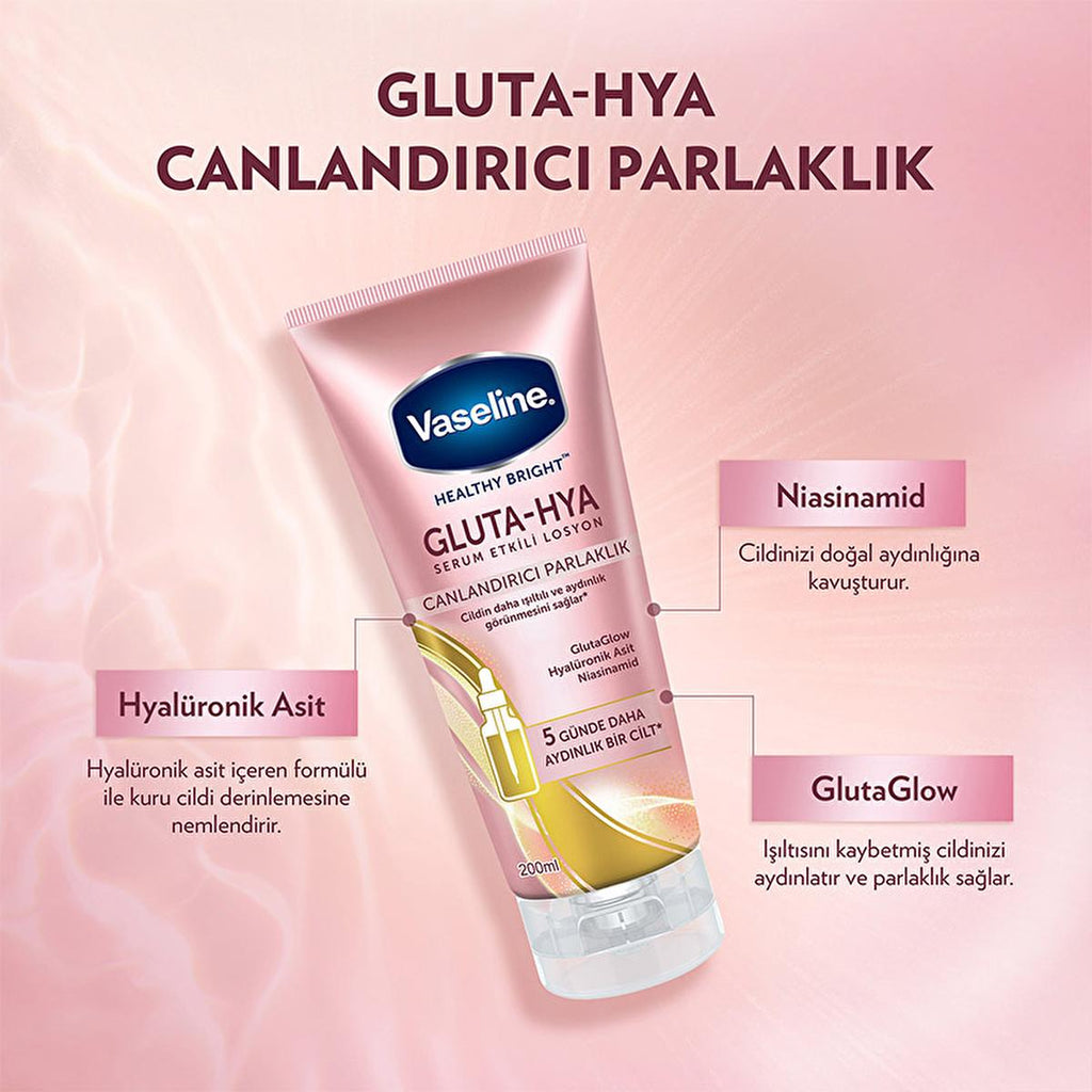 Vaseline Gluta-Hya Serum Burst Revitalizing Body Lotion - Moisturizing Body Lotion with Hyaluronic Acid & GlutaGlow Technology