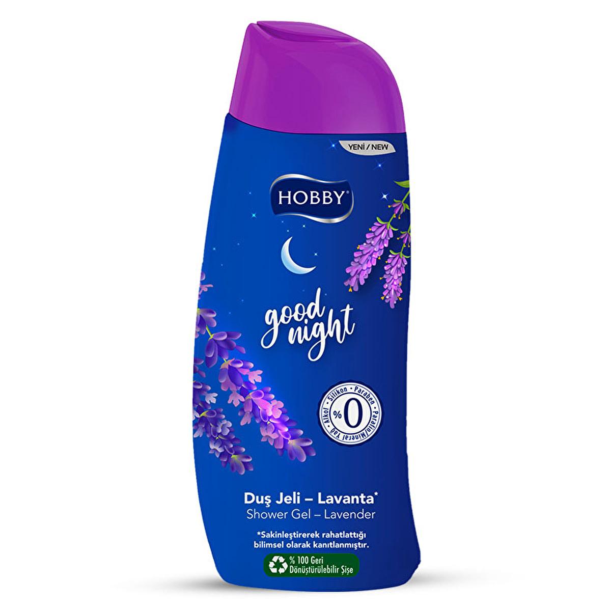 Hobby Good Night Lavanta Shower Gel - Relaxing Lavender Scented Body Wash for Stress Relief, pH Balanced Cleanser, 15.22 fl oz