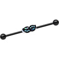 BodyCandy Blue Gem Black Anodized Sparkle Mustache Industrial Barbell 38mm — main product shot