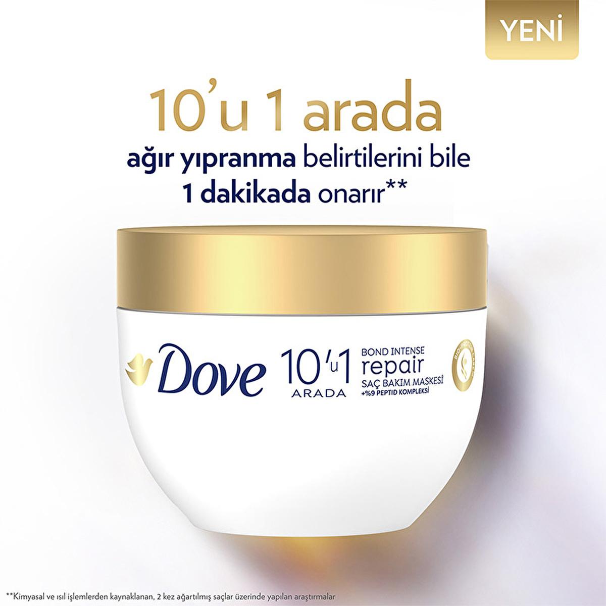 Dove Bond Intense Repair Hair Mask: Peptide Treatment for Damaged Hair, Deep Conditioning, Split End Repair & Heat Protection - 265ml