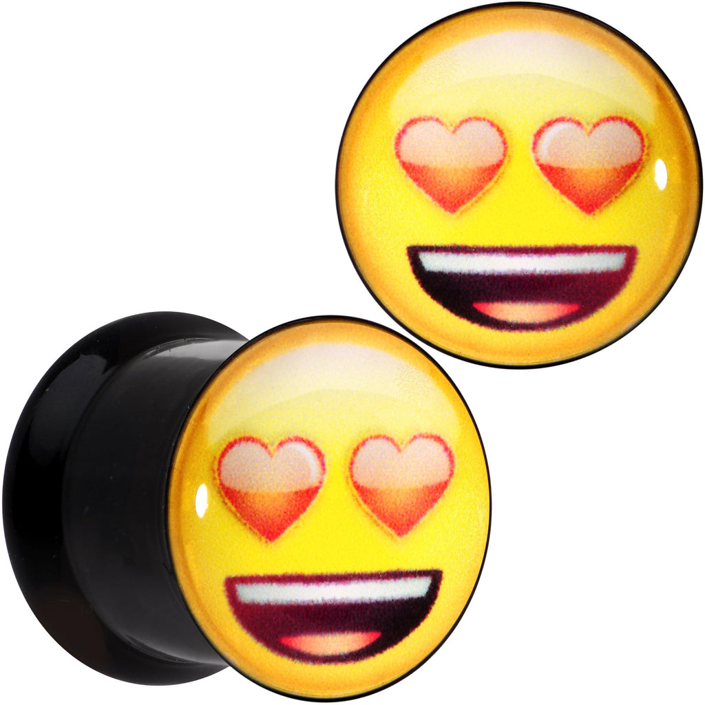 BodyCandy 7/16 Licensed Heart Eyes emoji Acrylic Double Flare Plug Set — main product shot