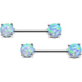 BodyCandy 14G 9/16 Blue Synthetic Opal Ends Nipple Barbell Set — main product shot