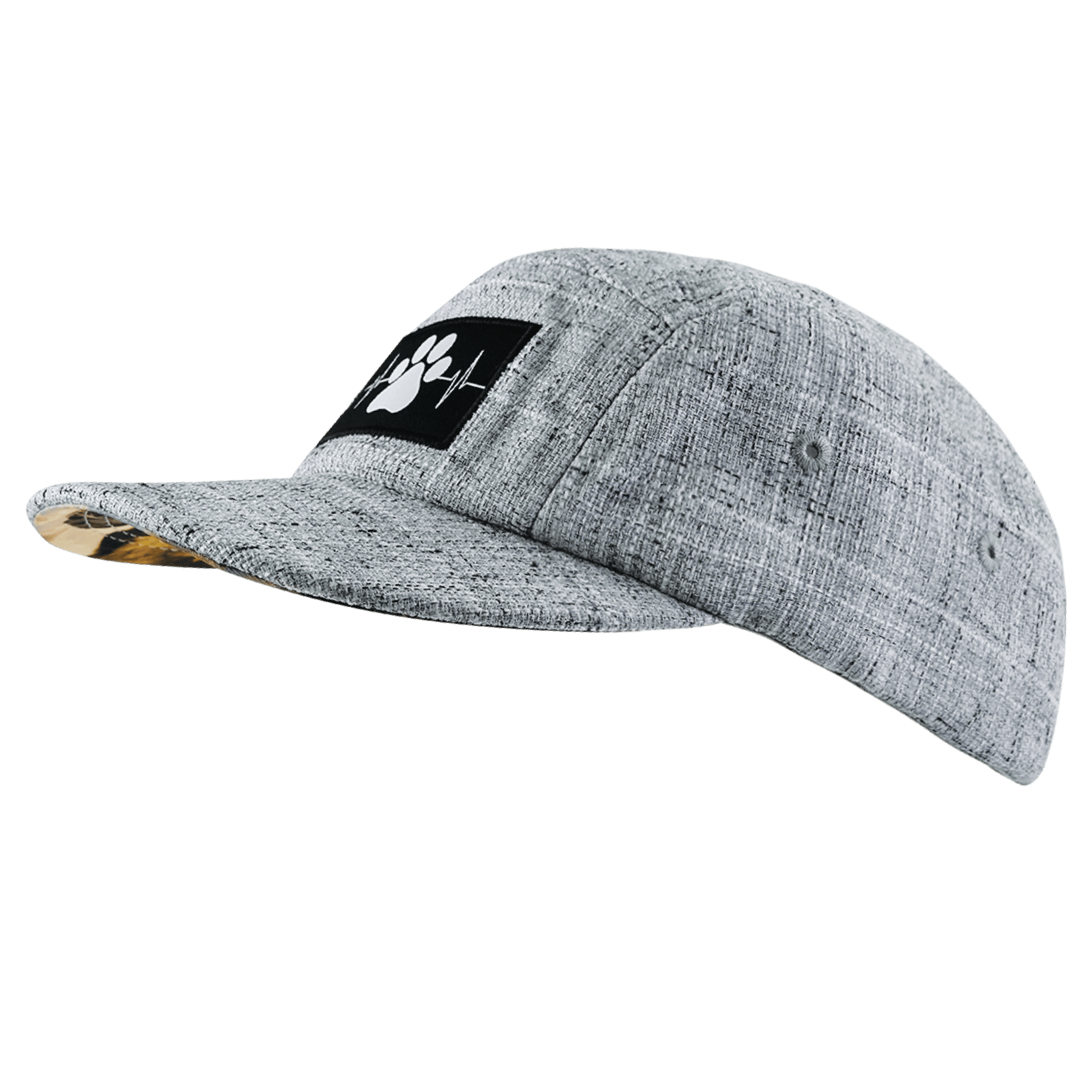 The Heartbeat Brand Dog Hat - 5 Panel - Light Gray Hemp - Fabric Back — lifestyle context