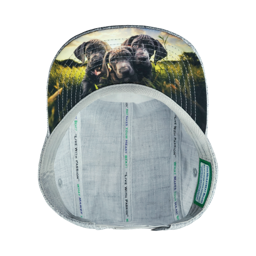 The Heartbeat Brand Dog Hat - 5 Panel - Light Gray Hemp - Fabric Back — back view