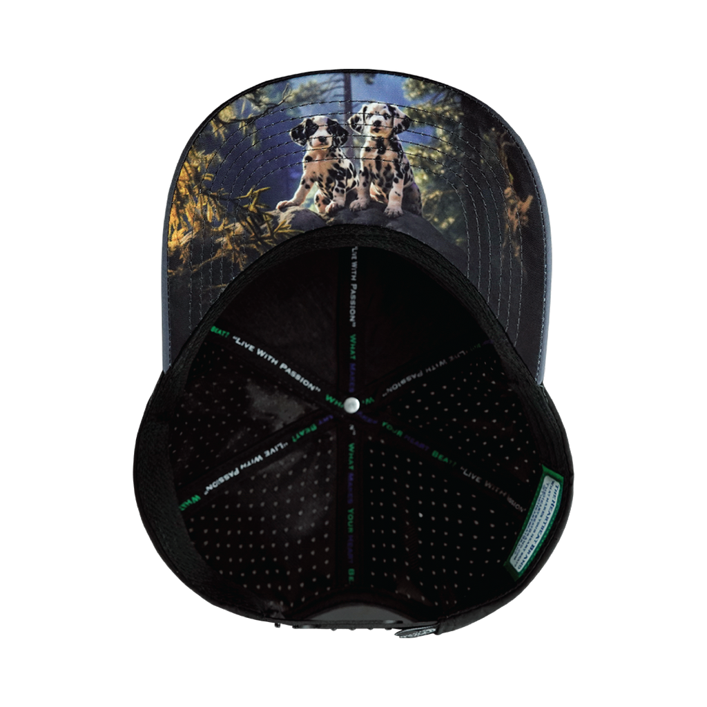 The Heartbeat Brand Dog Hat - Baseball Hat Fit - Charcoal / Black - Laser Mesh — detail shot 6