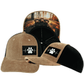 The Heartbeat Brand Dog Hat - Baseball Hat Fit - Corduroy - Tan / Black - Laser Mesh — main product shot
