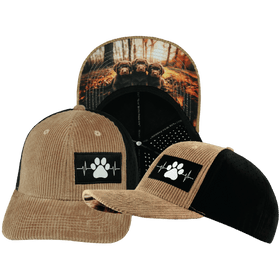 Dog Hat - Baseball Hat Fit - Corduroy - Tan / Black - Laser Mesh