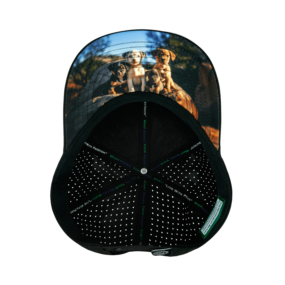 The Heartbeat Brand Dog Hat - Baseball Hat Fit - Cork - Black - Laser Mesh — alternative angle