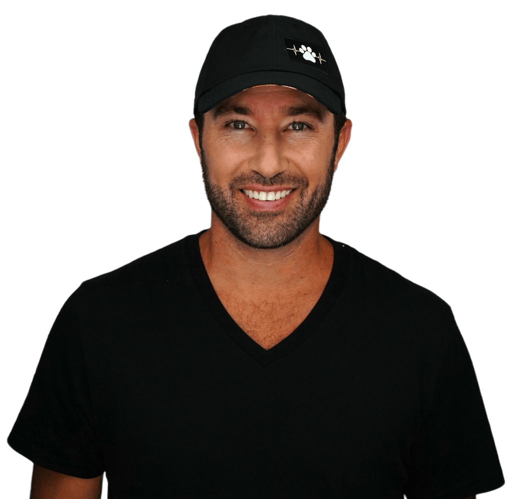 The Heartbeat Brand Dog Hat - Dad Hat - Black - Laser Mesh — detail close-up