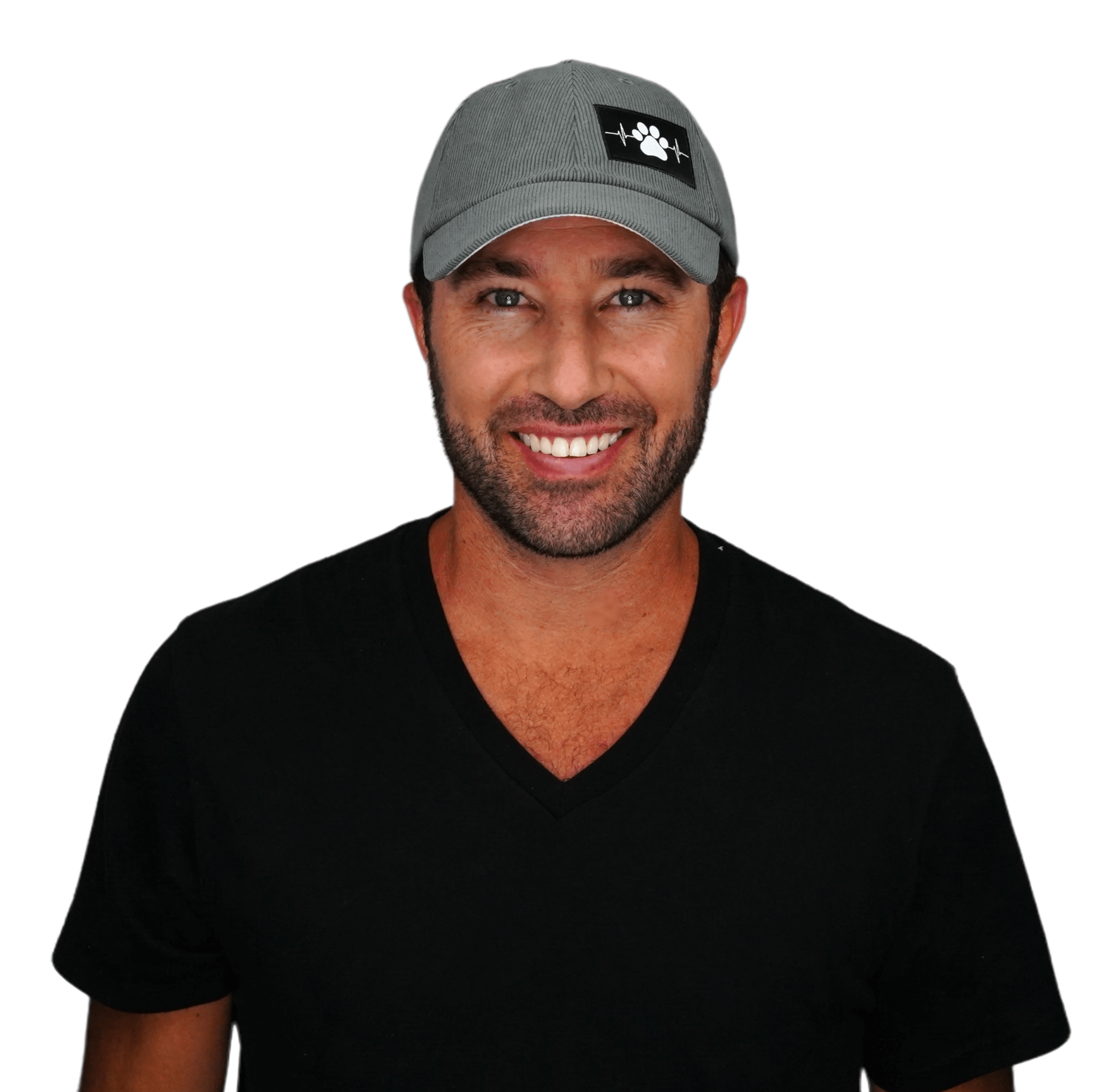 The Heartbeat Brand Dog Hat - Dad Hat - Corduroy - Charcoal - Fabric Back — detail close-up