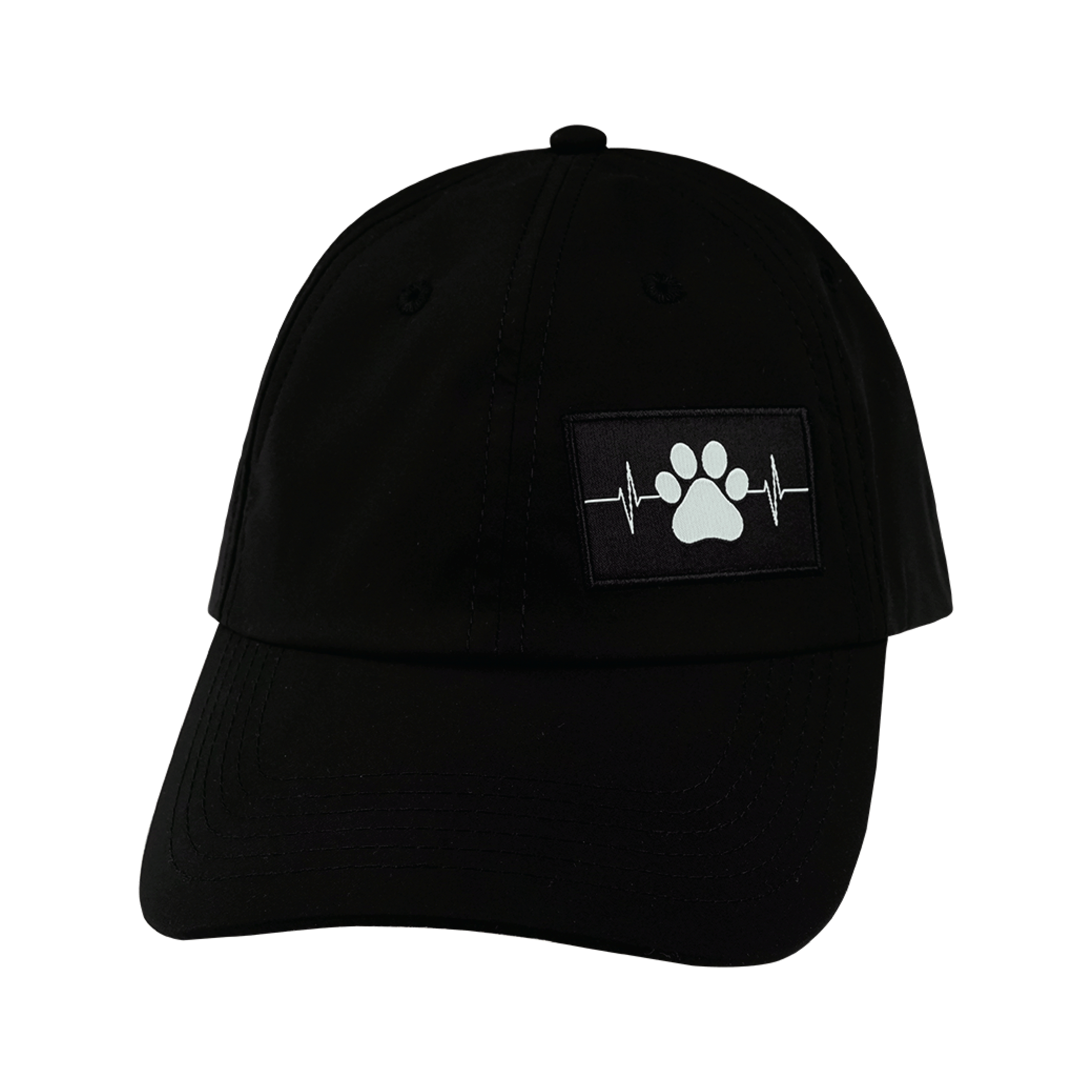 The Heartbeat Brand Dog Hat - Dad Hat - Black - Laser Mesh — back view