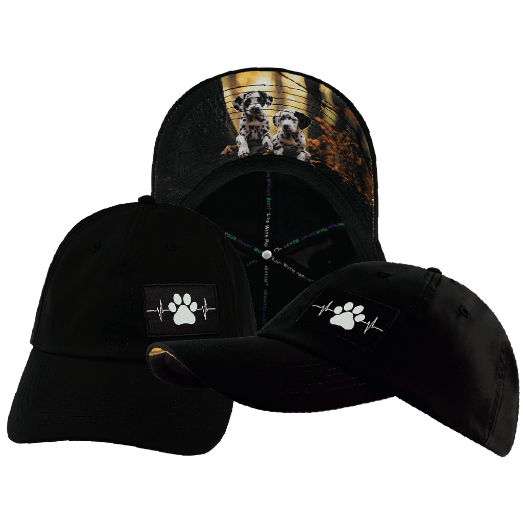 The Heartbeat Brand Dog Hat - Dad Hat - Black - Laser Mesh — main product shot
