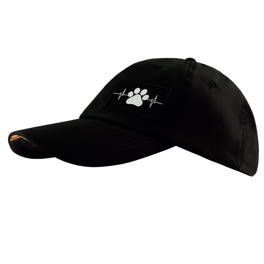 The Heartbeat Brand Dog Hat - Dad Hat - Black - Laser Mesh — side view