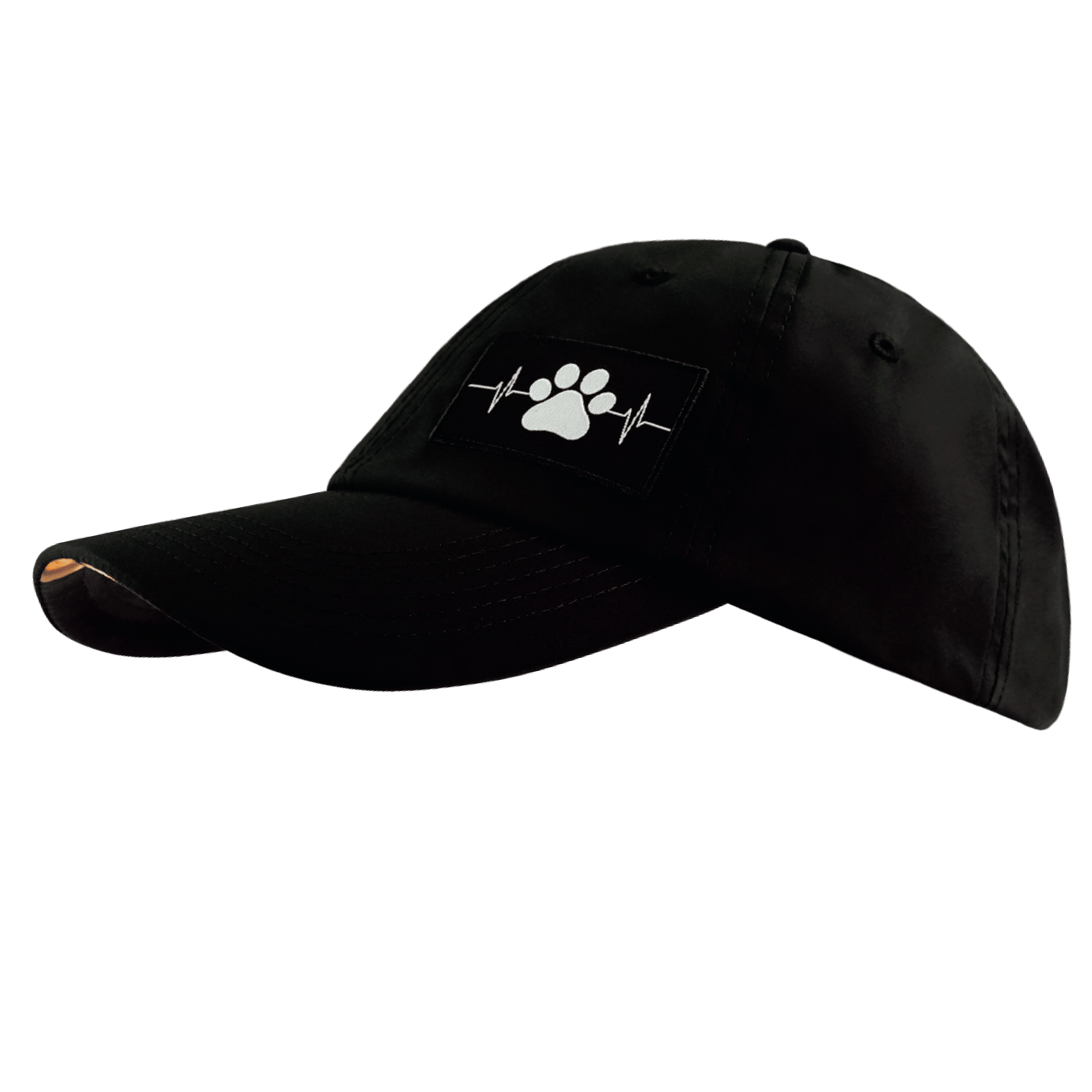 The Heartbeat Brand Dog Hat - Dad Hat - Black - Laser Mesh — side view