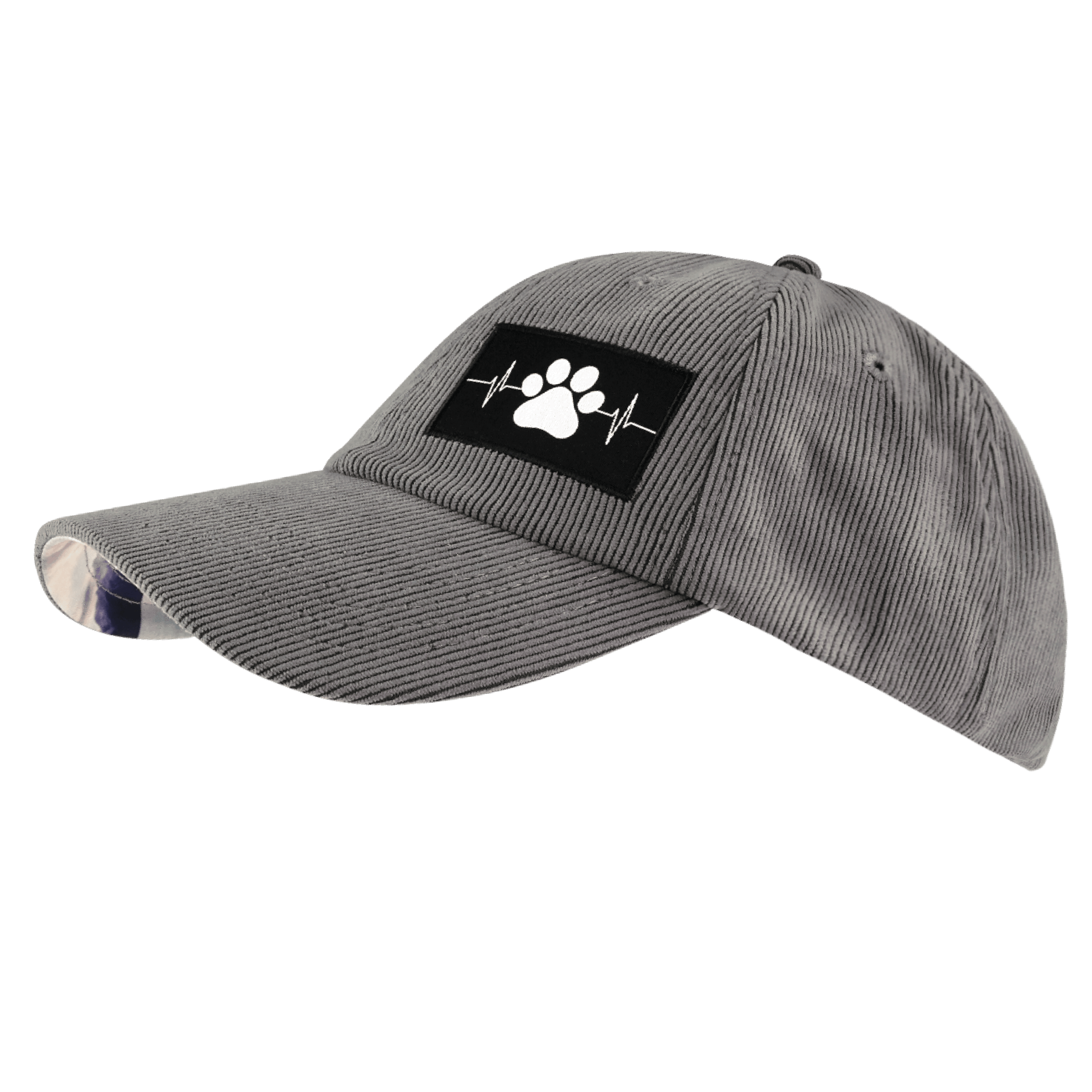 The Heartbeat Brand Dog Hat - Dad Hat - Corduroy - Charcoal - Fabric Back — side view