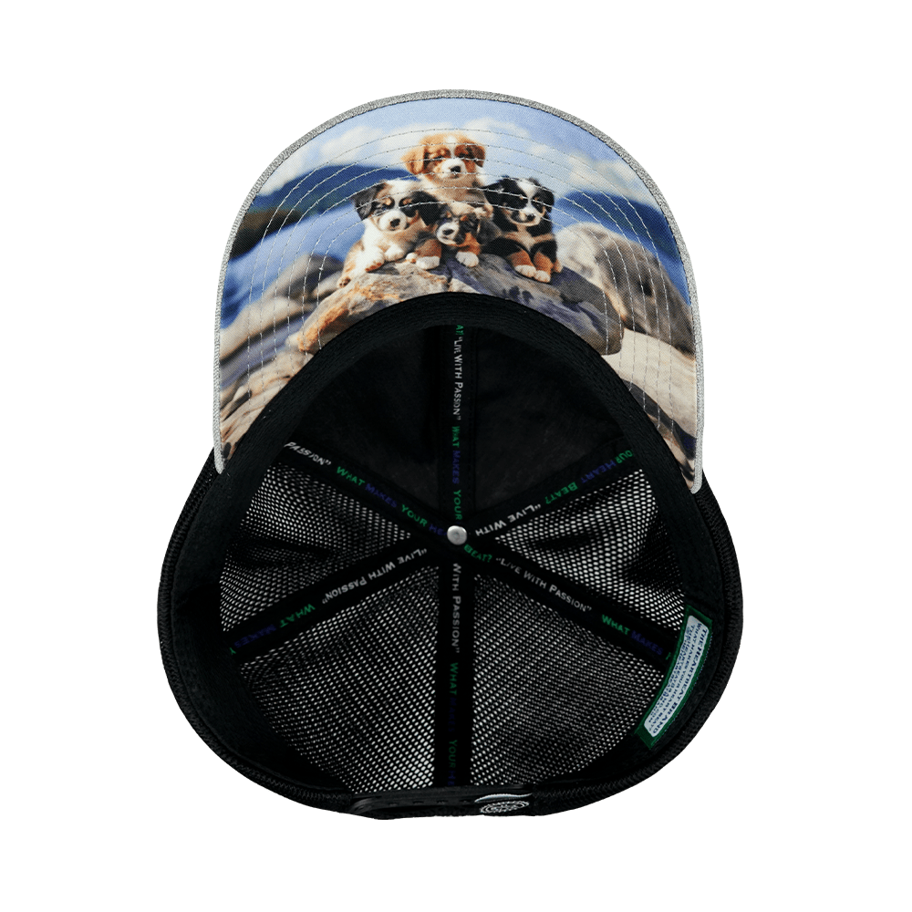 The Heartbeat Brand Dog Hat - Dad Hat - Heather Gray / Black - Soft Trucker Mesh — alternative angle